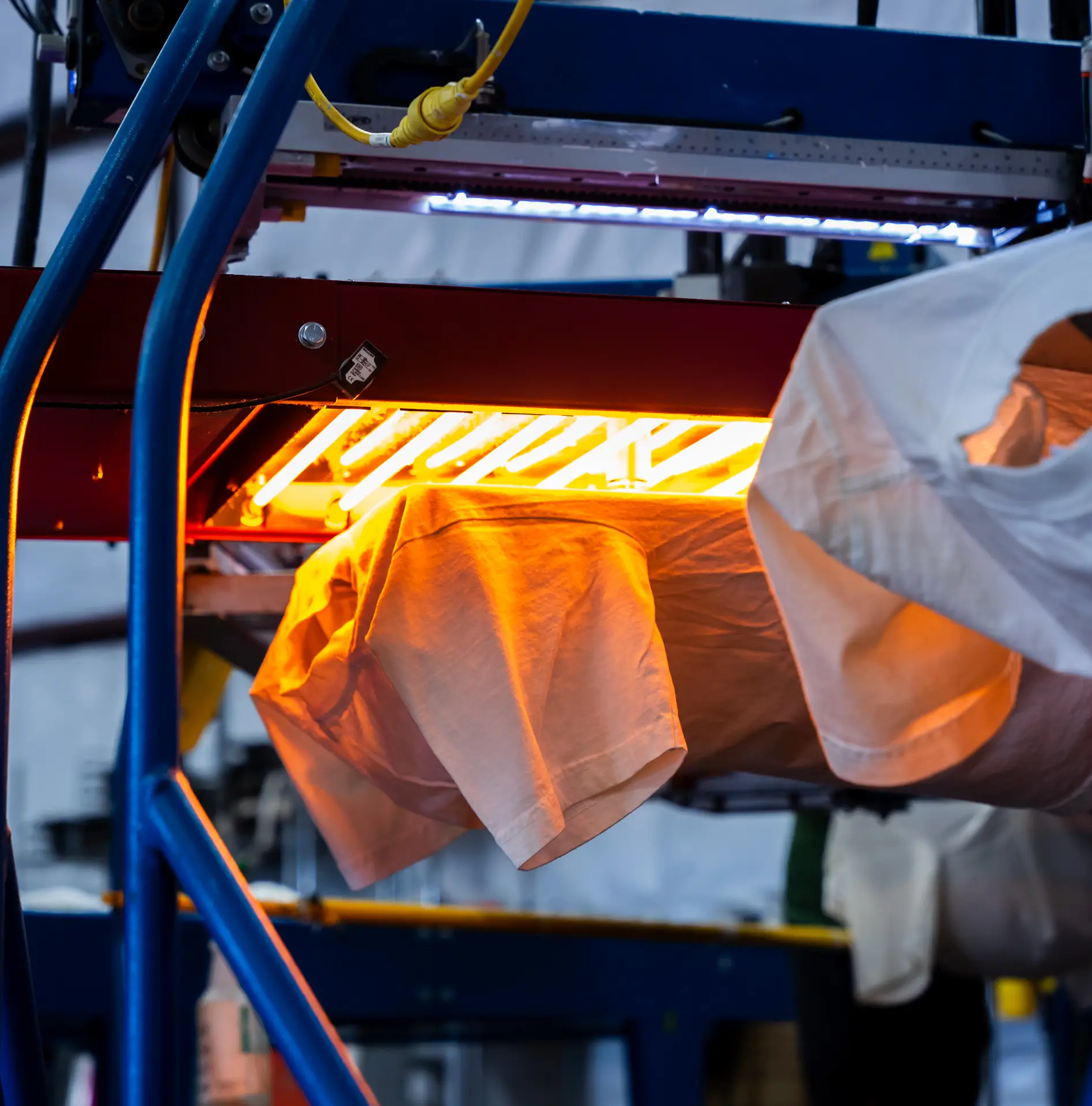 Digital screen printing on LA Apparel tee