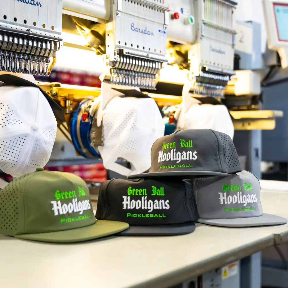 Custom embroidered 5-panel snapback caps