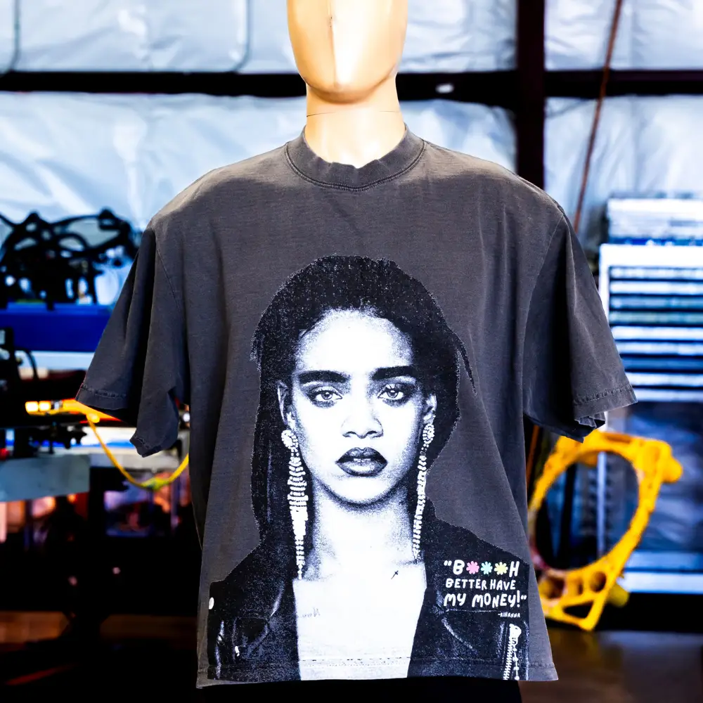 Jumbo screen print on Shaka Wear heavyweight tee