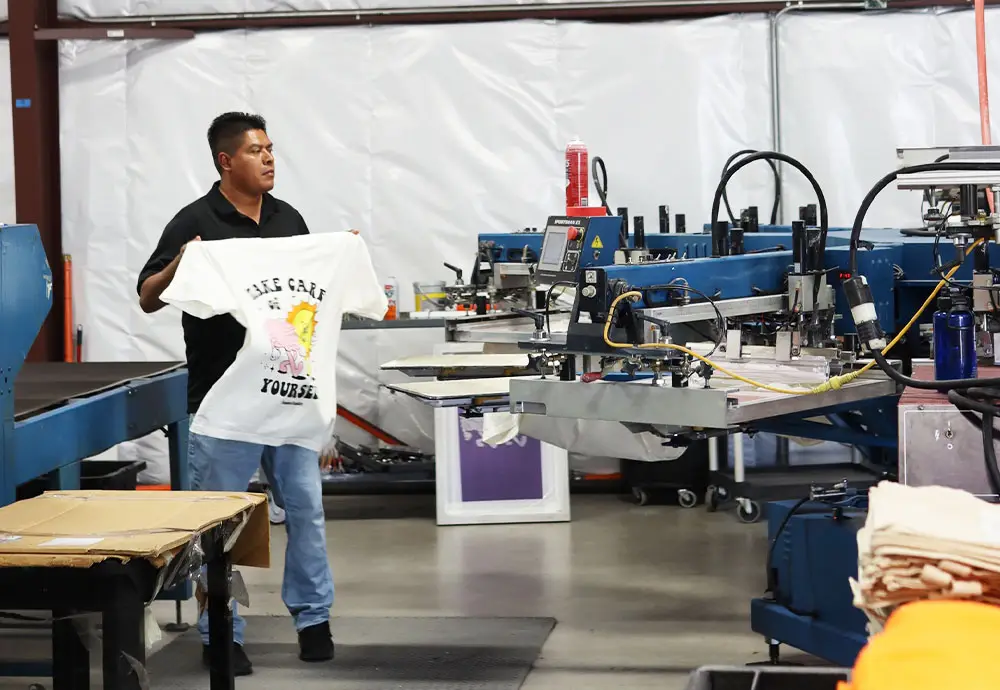 Screen printing production workshop at Garment Decor