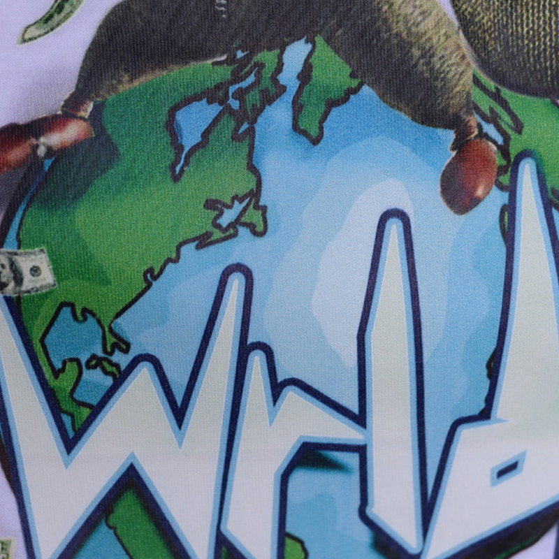 This is a zoomed in photo of G World Clothing's Design that was printed with our digital squeegee
