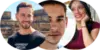 Three individual portraits of smiling people overlayed on a blurred cityscape background.