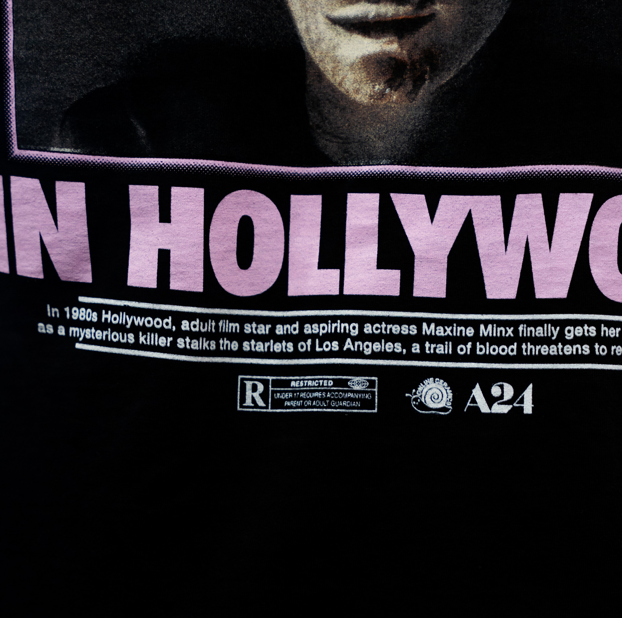 MaxXxine movie-themed T-shirt with a bold 'Everyone's Dying to Make It in Hollywood' screen printed design.