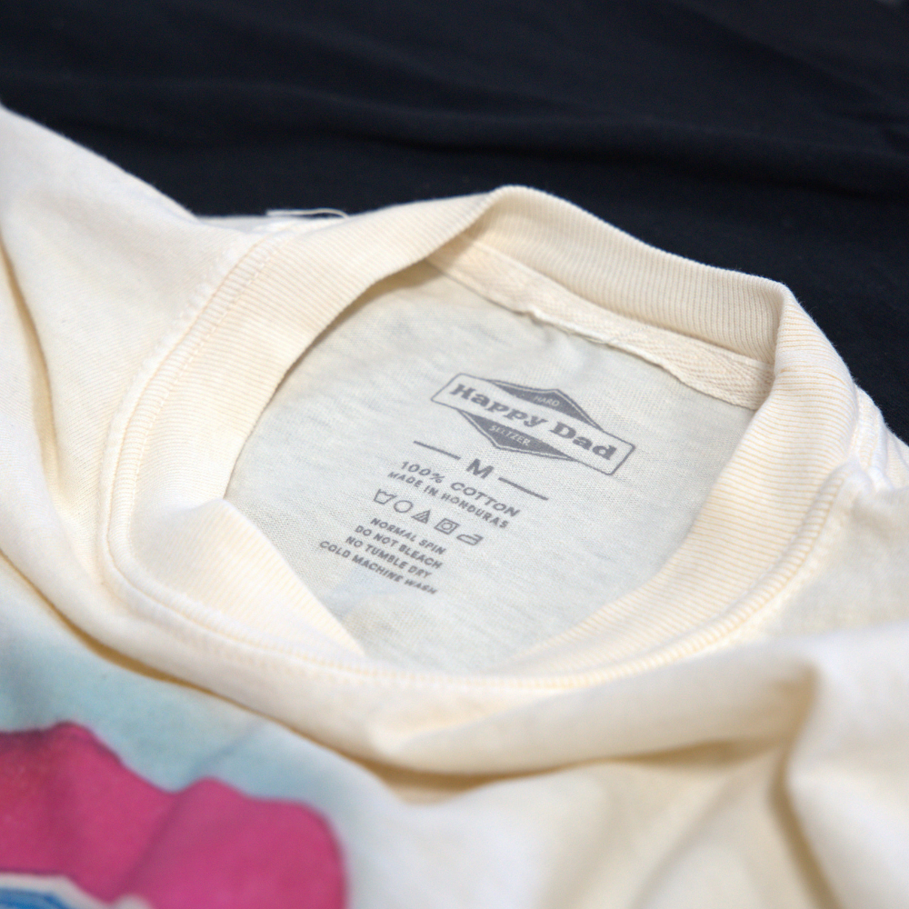 A close-up view of the screen-printed neck label on the Hanes Beefy-T 5180, ideal for clean, professional branding in streetwear collections.