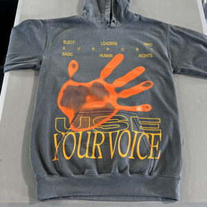 Garment Decor Custom Screen Printing Over The Pocket on a Comfort Colors Hoodie.