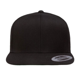 This is a photo of a black snapback front view style Flexfit 6089M.