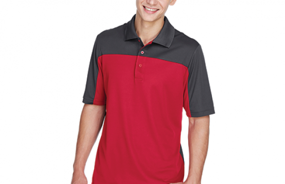 ce101 CORE365 Men's Balance Colorblock Performance Piqué Polo Classic Red Carbon